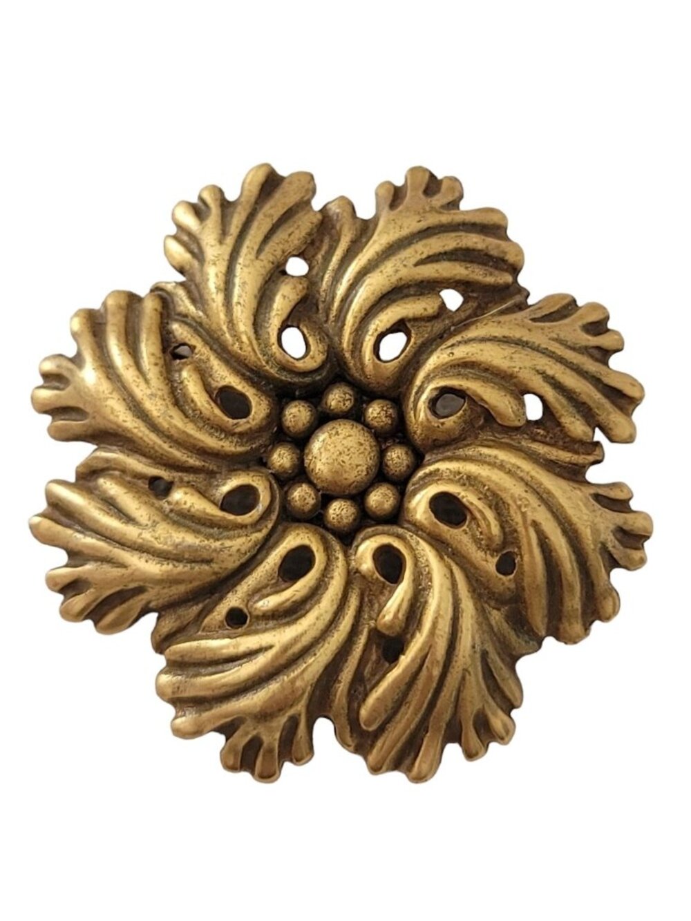 Museum Reproductions Gold Tone Flower Brooch Pin, Signed E77
